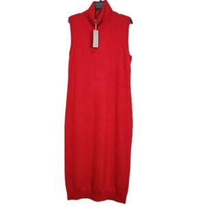 Antonio Melani Cashmere Midi Dress Womens Large Red Georgina Quiet Luxury NEW